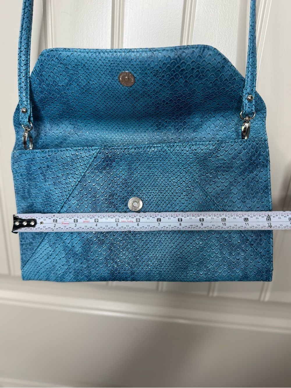 2/for $20 🪩 NEW Clutch & Crossbody Bag in Blue Teal, Faux Snakeskin - 6x12” - Picture 6 of 13